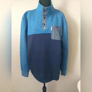 Marc Ecko Cut & Sew Y2K Quarter Button Front Fleece Pullover Blue Mens XL